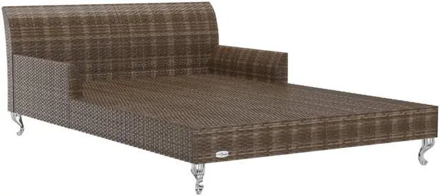 Alt view image 4 of 7 - vidaXL Daybed 2-Person Patio Garden Sun Bed with Cushions Poly Rattan Brown