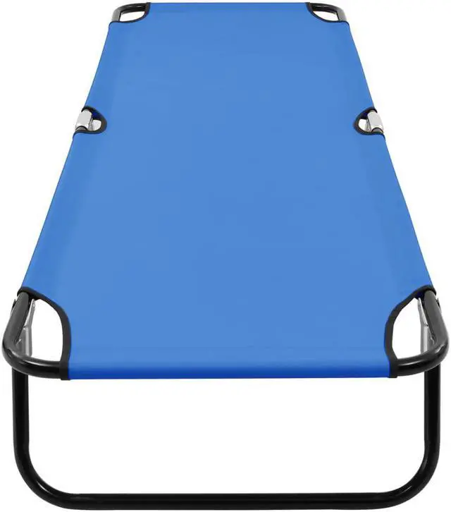 Alt view image 5 of 12 - vidaXL Patio Lounge Chair Folding Sunlounger Sunbed for Poolside Blue Steel