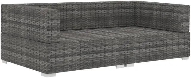 Alt view image 3 of 11 - vidaXL 2 Seater Sofa Couch with Cushions Patio Wicker Love Seat PE Rattan Gray