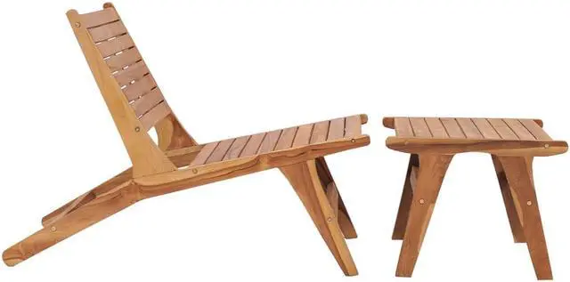 Alt view image 2 of 13 - vidaXL Patio Chair Patio Chaise Lounge Chair with Footrest Solid Wood Teak