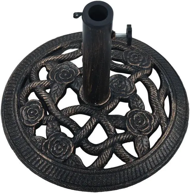 Alt view image 4 of 10 - vidaXL Umbrella Base Patio Umbrella Stand Black and Bronze 19.8 lb Cast Iron