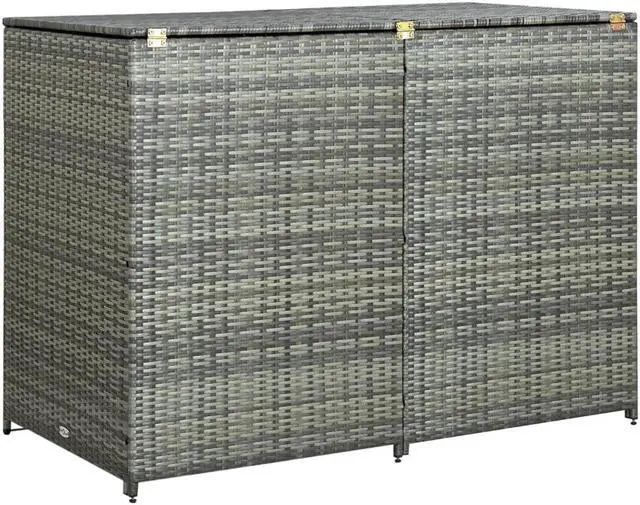 Main image of vidaXL Garbage Can Shed Trash Bin Shed Wheelie Storage Anthracite Poly Rattan