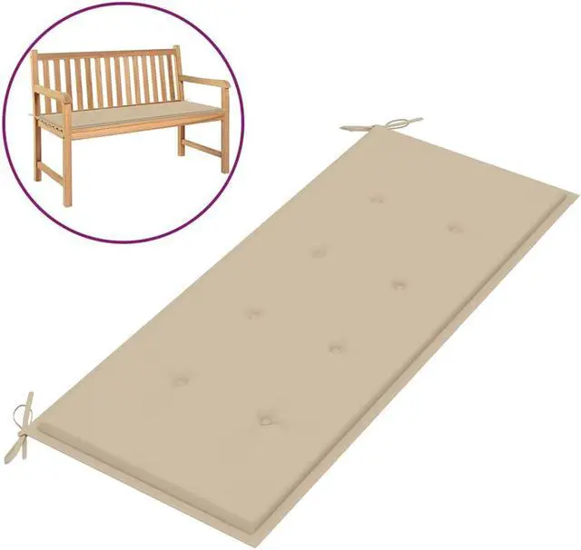 Alt view image 8 of 13 - vidaXL Garden Bench Cushion Beige 120x50x4 cm Oxford Fabric