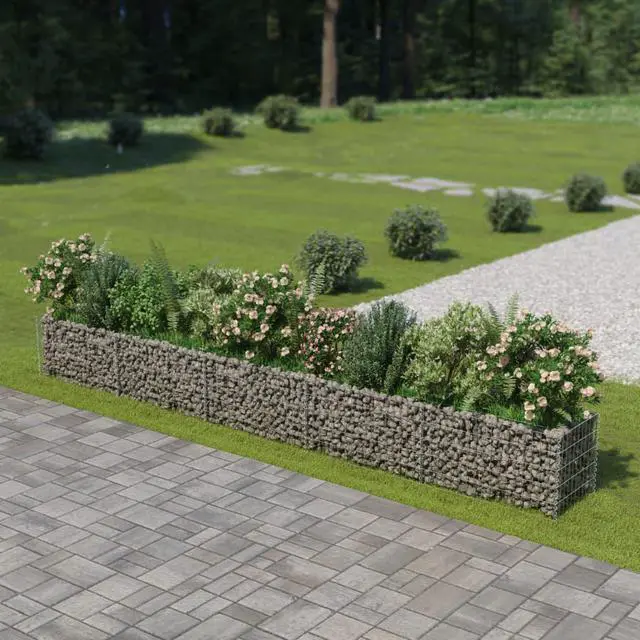 Main image of vidaXL Gabion Raised Bed Galvanized Steel 177.2" Raised Garden Bed Flower Box