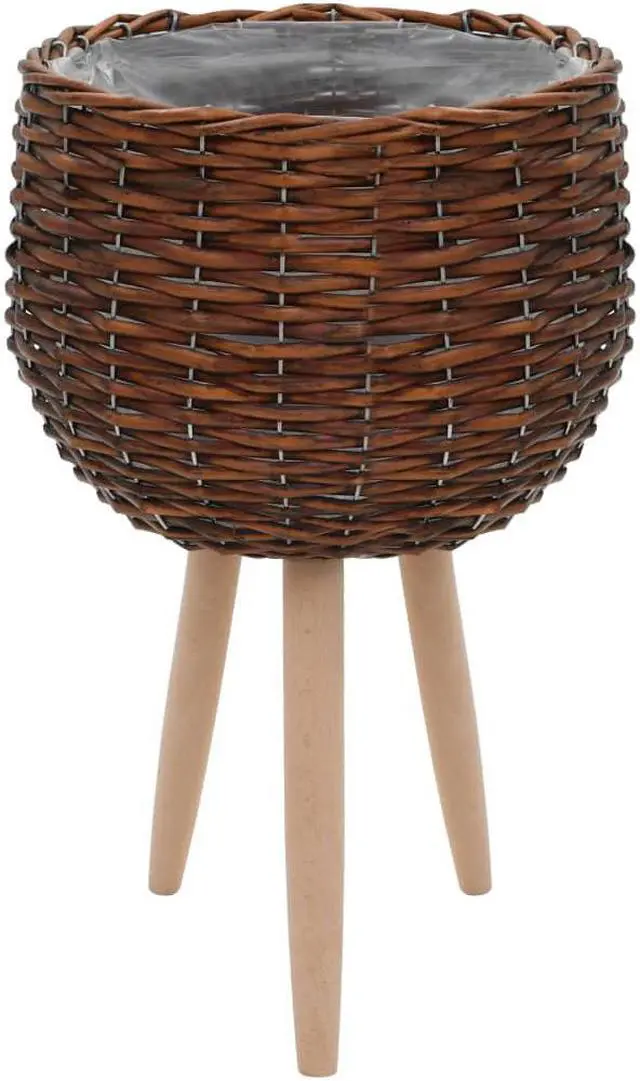 Alt view image 4 of 10 - vidaXL Planters Flower Boxes with PE Lining Wicker Plant Boxes 3 Pcs Solid Wood