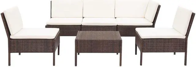 Alt view image 6 of 11 - vidaXL 6 Piece Garden Lounge Set with Cushions Poly Rattan Brown