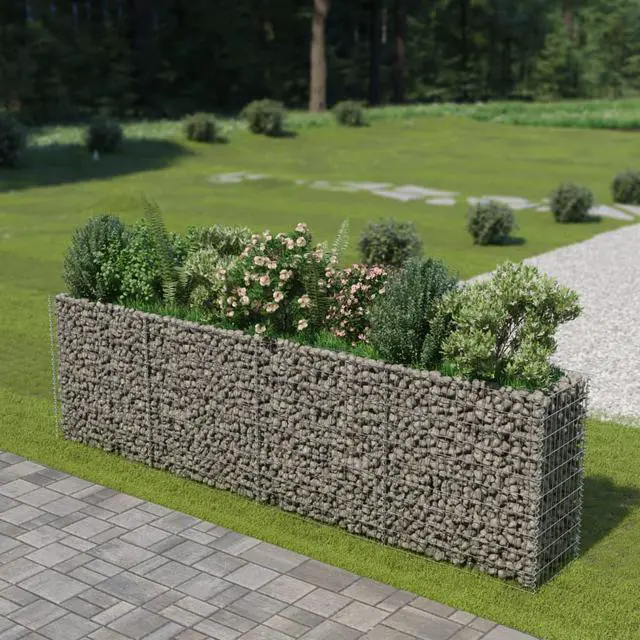 Main image of vidaXL Gabion Raised Bed Galvanized Steel 141.7" Raised Garden Bed Flower Box