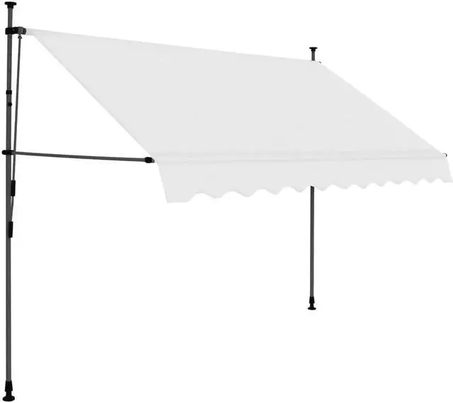 Alt view image 2 of 11 - vidaXL Retractable Awning Patio Awning with Hand Crank and LED 118.1" Cream