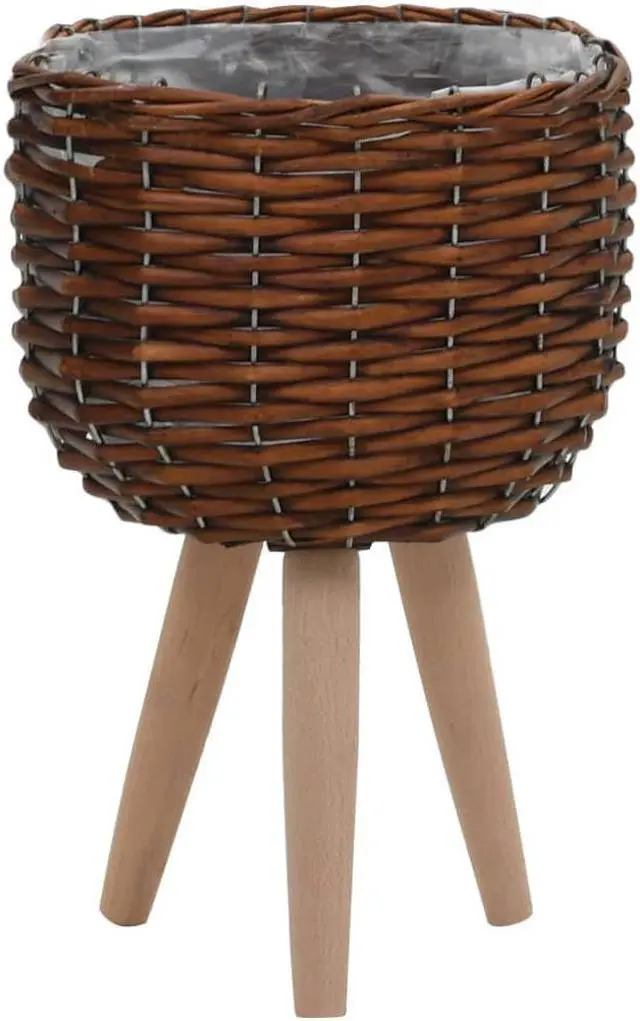 Alt view image 3 of 10 - vidaXL Planters Flower Boxes with PE Lining Wicker Plant Boxes 3 Pcs Solid Wood