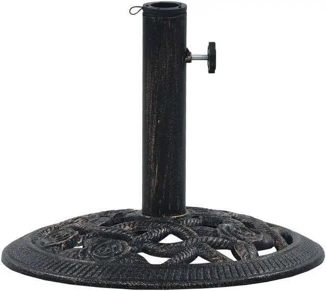 Alt view image 3 of 10 - vidaXL Umbrella Base Patio Umbrella Stand Black and Bronze 19.8 lb Cast Iron