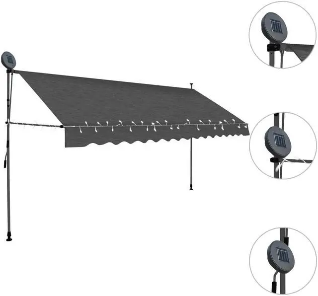 Alt view image 3 of 7 - vidaXL Awning Retractable Awning Outdoor Covering Sun Patio Shade Anthracite