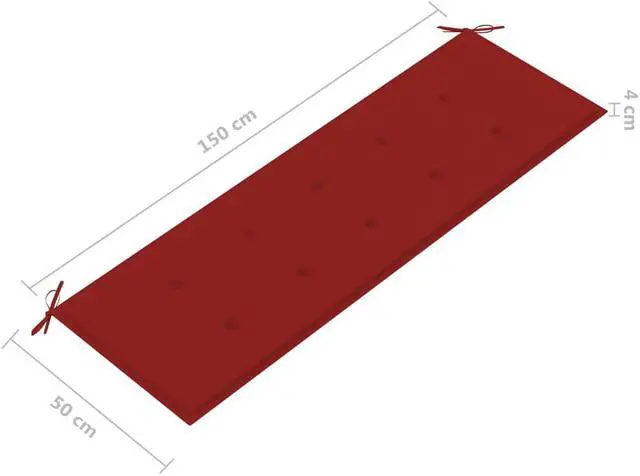 Alt view image 5 of 11 - vidaXL Bench Cushion Water Repellent Garden Seat Cushion Red Oxford Fabric
