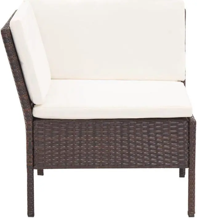 Alt view image 8 of 11 - vidaXL 6 Piece Garden Lounge Set with Cushions Poly Rattan Brown
