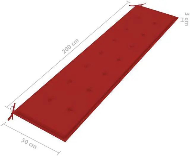 Alt view image 5 of 18 - vidaXL Garden Bench Cushion Red 200x50x4 cm Oxford Fabric
