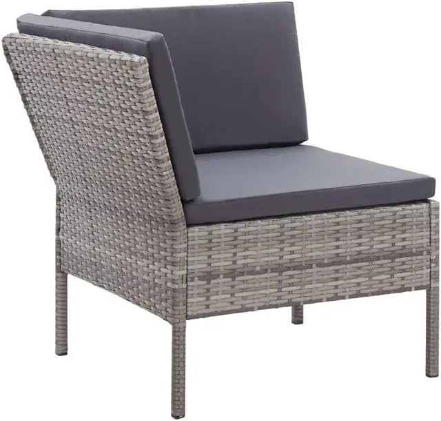 Alt view image 5 of 10 - vidaXL 6 Piece Garden Lounge Set with Cushions Poly Rattan Gray
