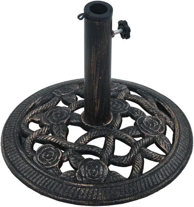 Alt view image 2 of 10 - vidaXL Umbrella Base Patio Umbrella Stand Black and Bronze 19.8 lb Cast Iron