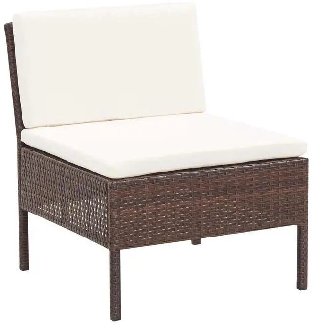 Alt view image 11 of 11 - vidaXL 6 Piece Garden Lounge Set with Cushions Poly Rattan Brown