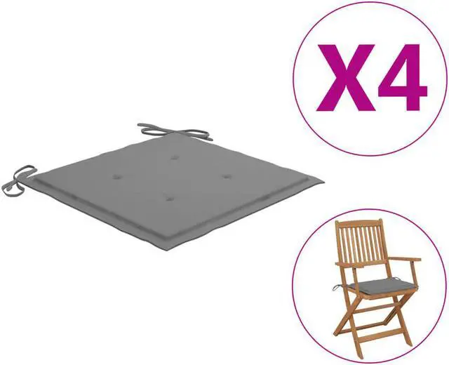 Main image of vidaXL Garden Chair Cushions 4 pcs Grey 40x40x4 cm Oxford Fabric