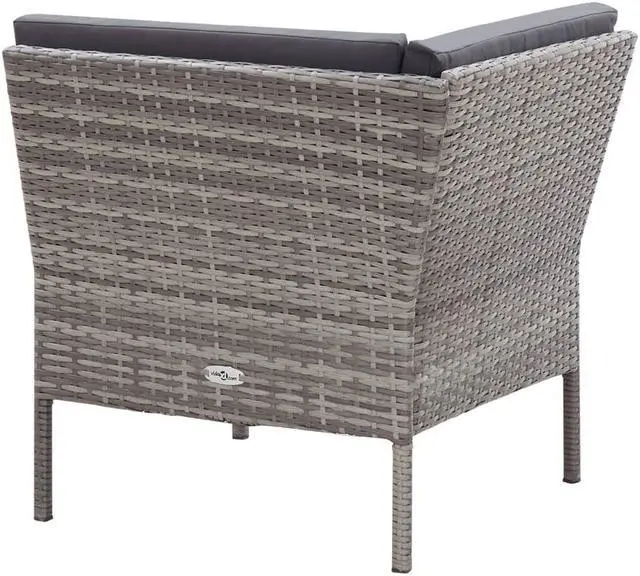 Alt view image 6 of 10 - vidaXL 6 Piece Garden Lounge Set with Cushions Poly Rattan Gray