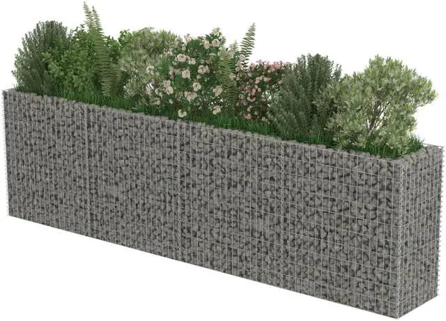 Alt view image 4 of 7 - vidaXL Gabion Raised Bed Galvanized Steel 141.7" Raised Garden Bed Flower Box