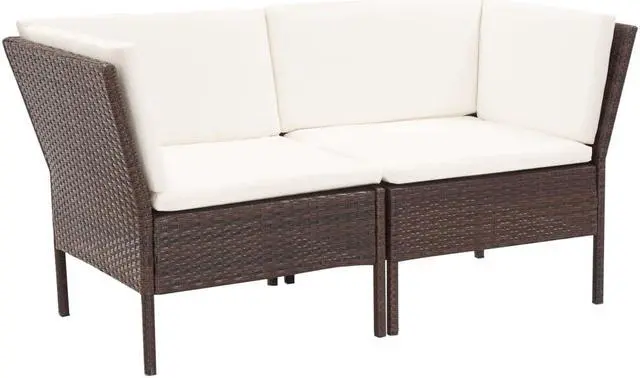 Alt view image 3 of 7 - vidaXL Patio Furniture Set 6 Piece Sectional Sofa with Table Rattan Brown