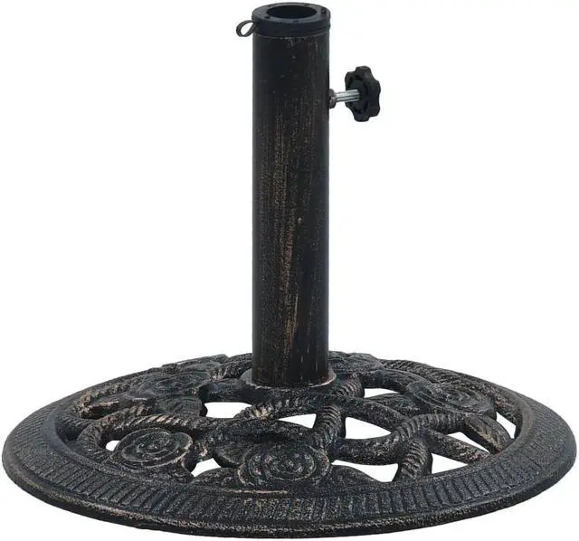 Main image of vidaXL Umbrella Base Patio Umbrella Stand Black and Bronze 19.8 lb Cast Iron