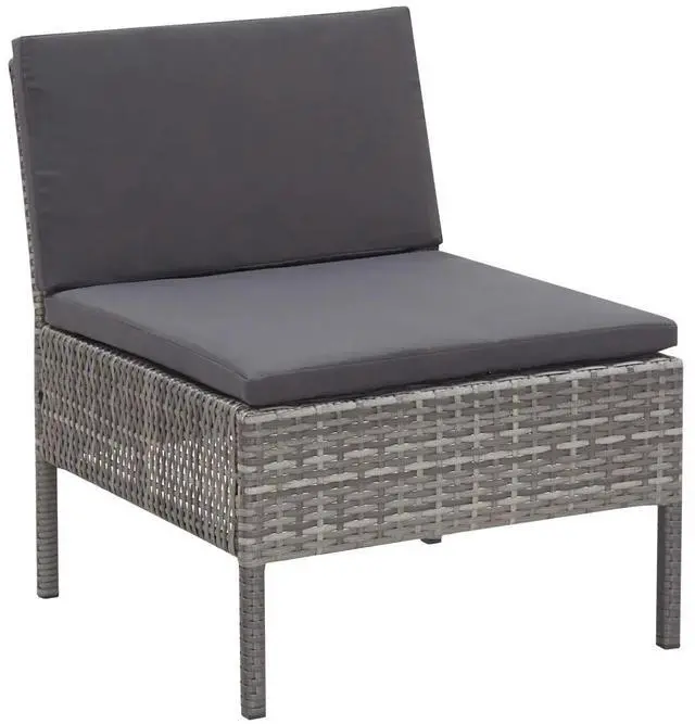 Alt view image 10 of 10 - vidaXL 6 Piece Garden Lounge Set with Cushions Poly Rattan Gray