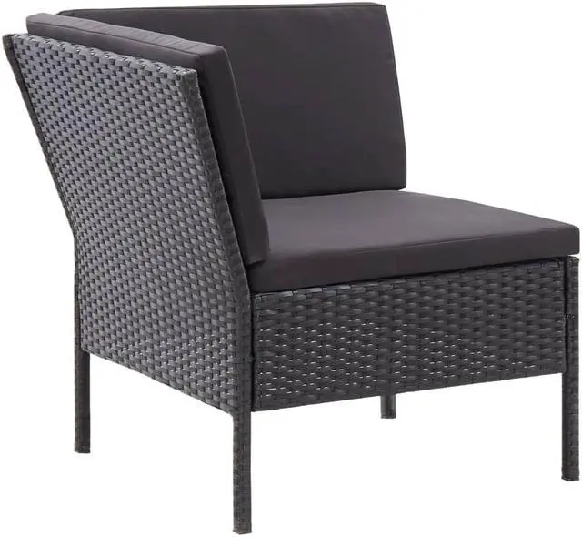 Alt view image 6 of 11 - vidaXL Patio Furniture Set 3 Piece Sectional Sofa with Footrest Rattan Black