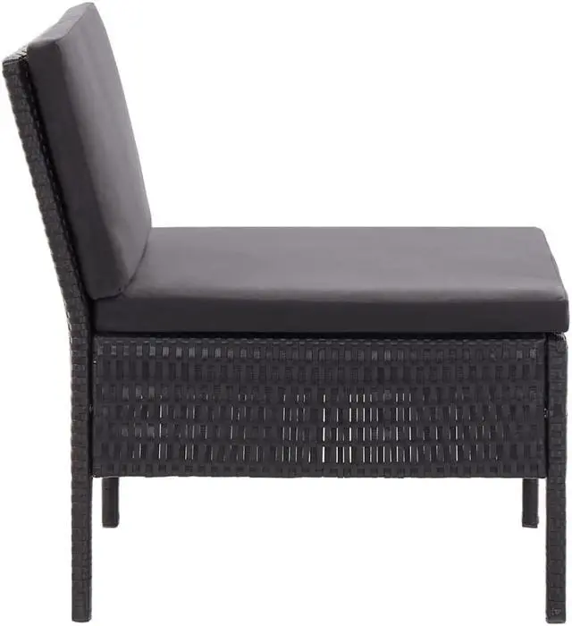 Alt view image 2 of 11 - vidaXL Patio Furniture Set 3 Piece Sectional Sofa with Footrest Rattan Black