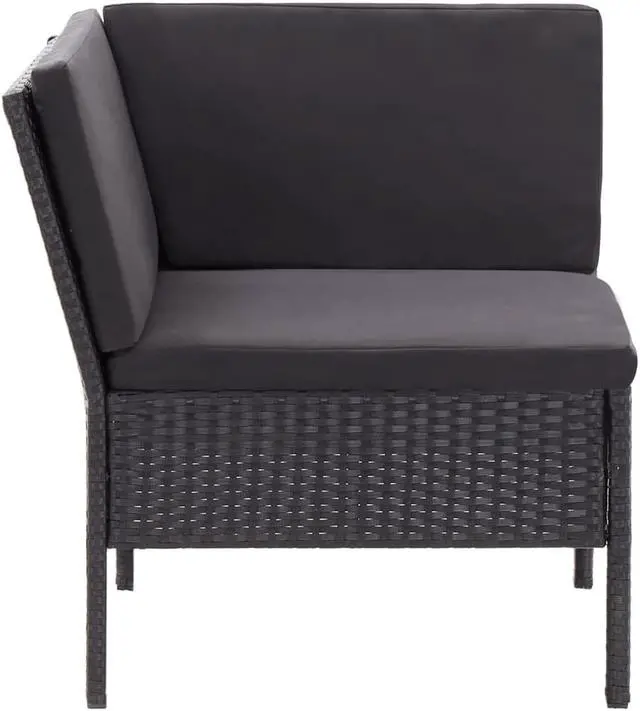 Alt view image 5 of 11 - vidaXL Patio Furniture Set 3 Piece Sectional Sofa with Footrest Rattan Black