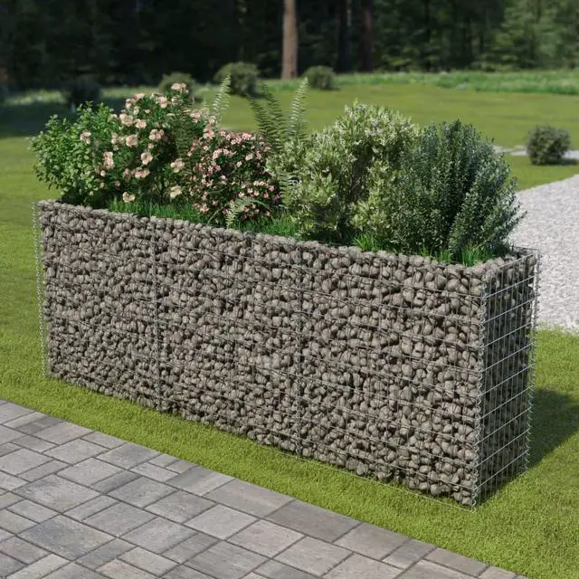 Alt view image 5 of 11 - vidaXL Gabion Raised Bed Galvanised Steel 106.3"x19.7"x39.4"