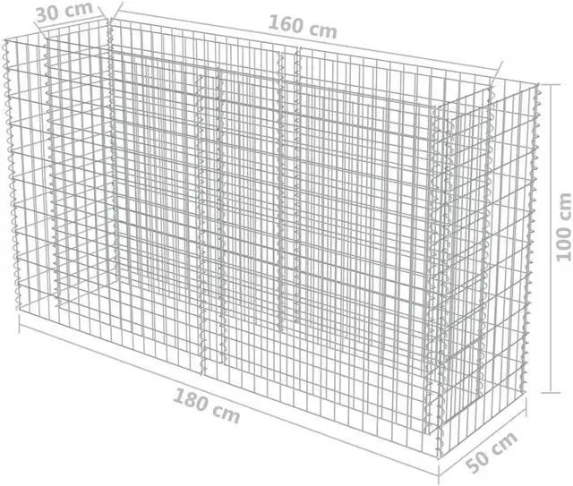 Alt view image 7 of 10 - vidaXL Gabion Raised Bed Galvanized Steel 70.9" Raised Garden Bed Flower Box