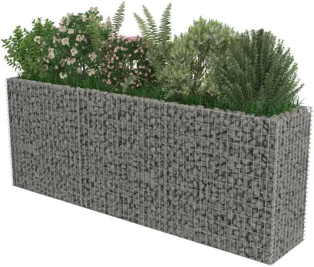 Alt view image 7 of 11 - vidaXL Gabion Raised Bed Galvanised Steel 106.3"x19.7"x39.4"