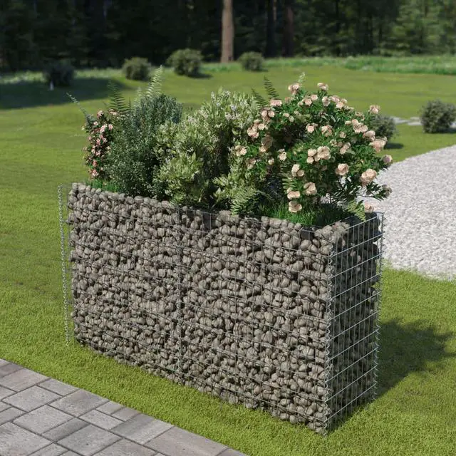 Main image of vidaXL Gabion Raised Bed Galvanized Steel 70.9" Raised Garden Bed Flower Box