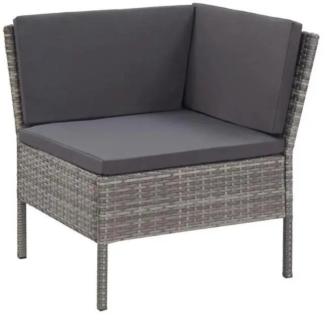 Alt view image 9 of 10 - vidaXL 6 Piece Garden Lounge Set with Cushions Poly Rattan Gray