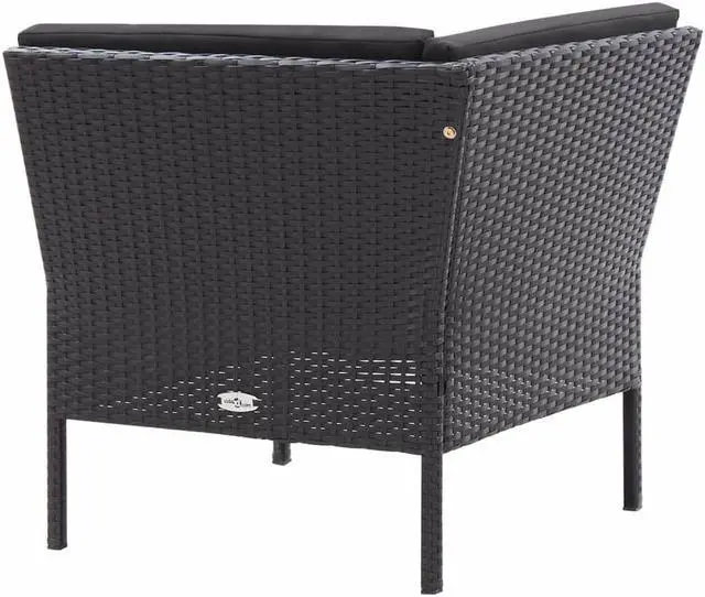 Alt view image 7 of 11 - vidaXL Patio Furniture Set 3 Piece Sectional Sofa with Footrest Rattan Black