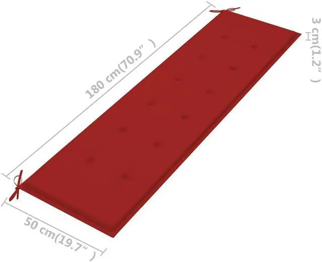 Alt view image 10 of 12 - vidaXL Bench Cushion Water Repellent Garden Seat Cushion Red Oxford Fabric