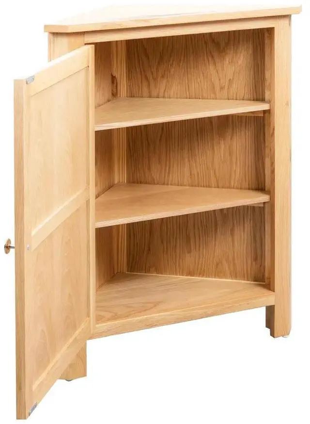 Alt view image 16 of 20 - vidaXL Solid Oak Wood Corner Cabinet Space Saving Storage 23.2" Hallway Shelf