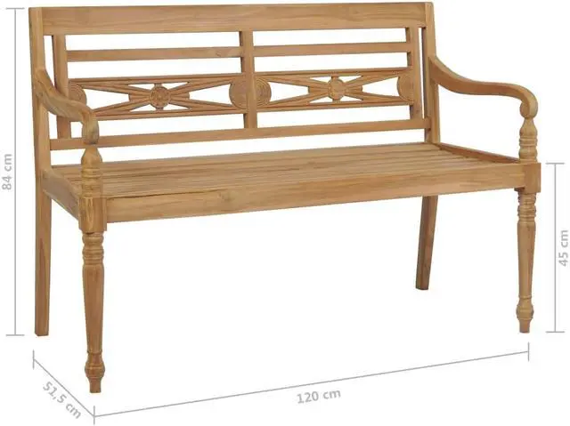 Alt view image 5 of 11 - vidaXL Batavia Bench Wooden Garden Bench Patio Loveseat for Outdoor Porch Teak