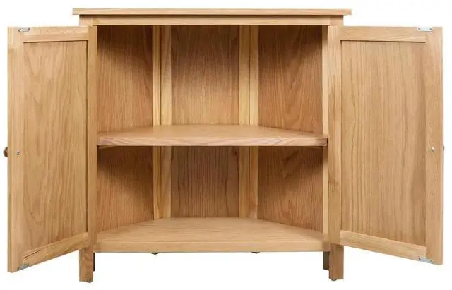 Alt view image 17 of 17 - vidaXL Solid Oak Wood Corner Cabinet Space Saving Storage 31.4" Hallway Shelf