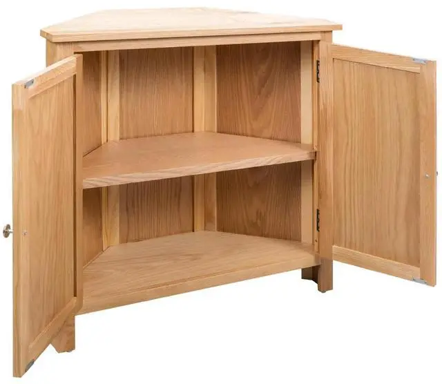 Alt view image 16 of 17 - vidaXL Solid Oak Wood Corner Cabinet Space Saving Storage 31.4" Hallway Shelf