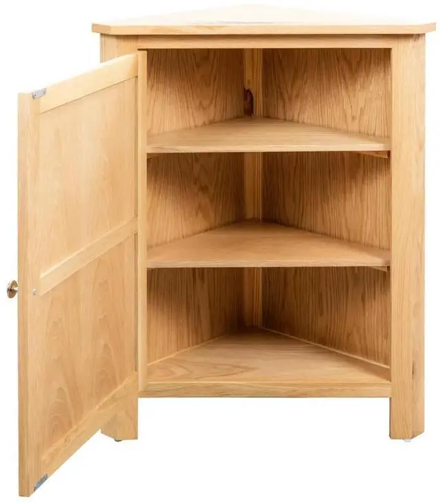 Alt view image 15 of 20 - vidaXL Solid Oak Wood Corner Cabinet Space Saving Storage 23.2" Hallway Shelf
