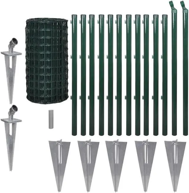 Alt view image 2 of 7 - vidaXL Fence Barrier Fence Metal Fence Wire Mesh Steel 82ft x 2.6ft Green