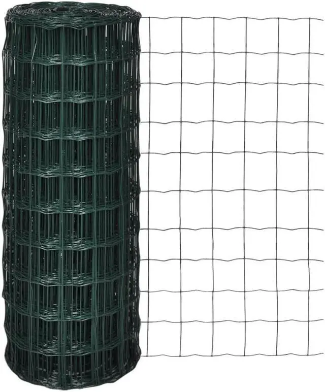 Main image of vidaXL Euro Fence Steel 82ft x 3.3ft Green Garden Privacy Border Enclosure