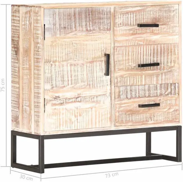 Alt view image 6 of 11 - vidaXL Sideboard Buffet Cabinet Side Table with Drawers White Solid Wood Acacia