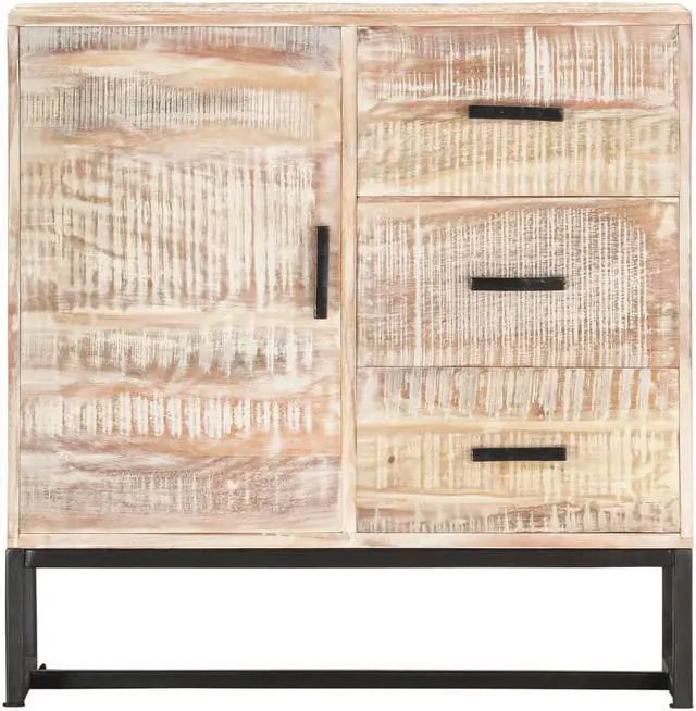 Alt view image 4 of 11 - vidaXL Sideboard Buffet Cabinet Side Table with Drawers White Solid Wood Acacia