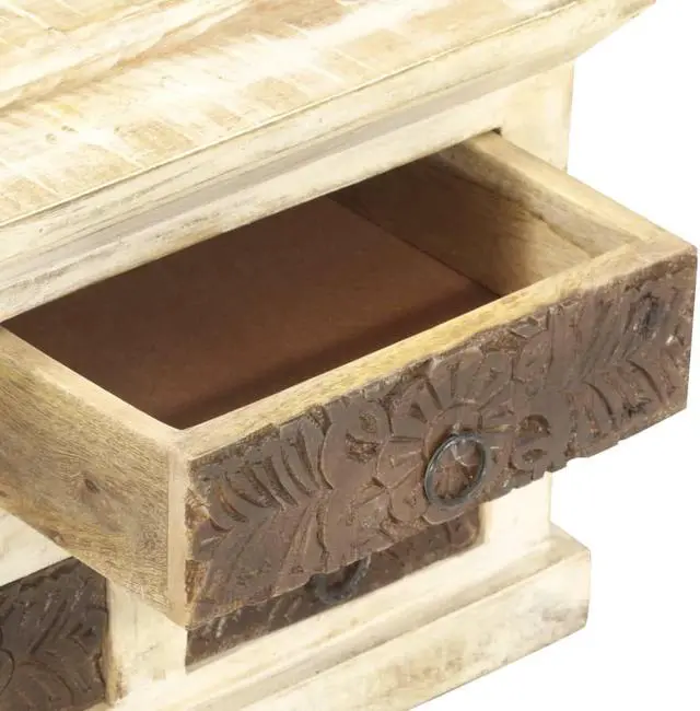 Alt view image 6 of 12 - vidaXL Sideboard White 25.6"x11.8"x29.5" Solid Mango Wood