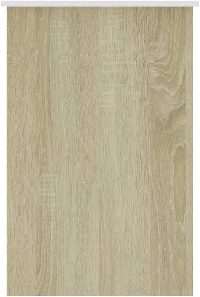 Alt view image 5 of 10 - vidaXL Desk Computer Desk Home Office Desk White and Sonoma Oak Engineered Wood