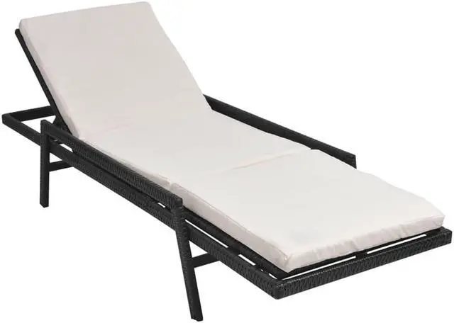 Alt view image 6 of 14 - vidaXL Sun Lounger with Cushion Poly Rattan Black