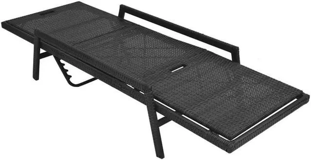 Alt view image 7 of 14 - vidaXL Sun Lounger with Cushion Poly Rattan Black